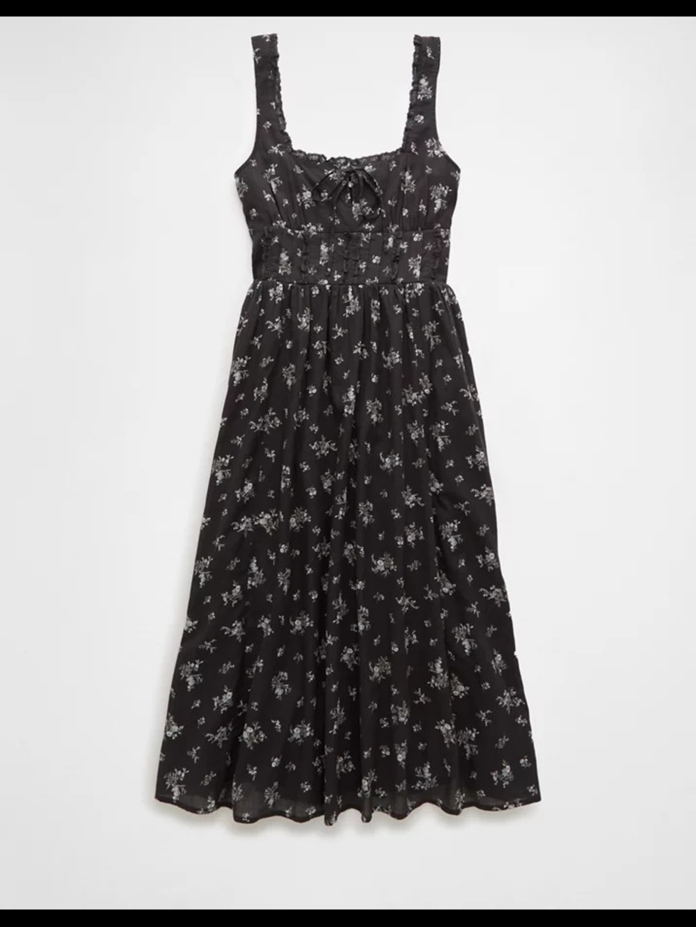 American Eagle Corset Floral Tie-Front Midi Dress in Dark Blue - Picture 4 of 10